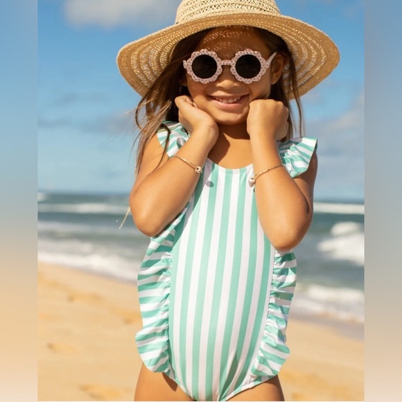 NEW! Kenny Flowers Kiddy Flowers The Lanai Ruffle One Piece UPF 50+ Girls SZ 10